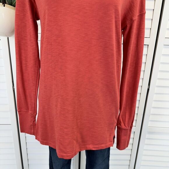 American Giant Premium Slub‎ Crew Tee Long Sleeve Red-Orange Knit Top Size M - Picture 3 of 9